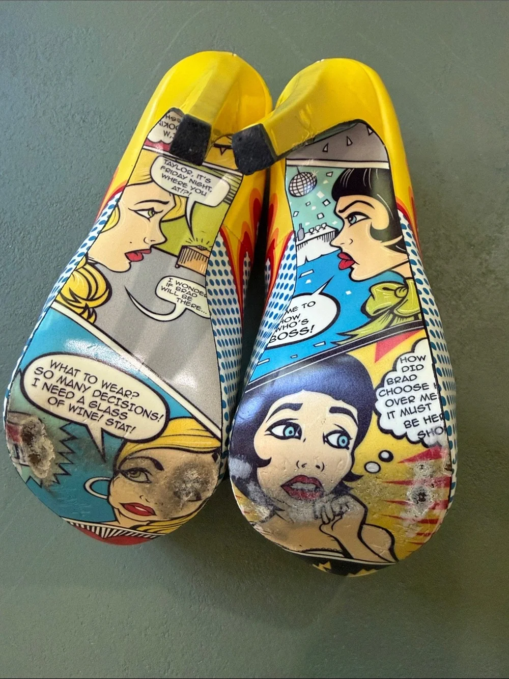 Taylor Says Colorful Pop Art Polka Dot High Heel Pumps - Yellow & Blue